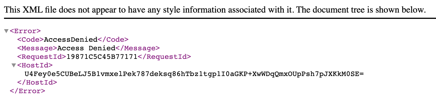 S3 AccessDenied XML response